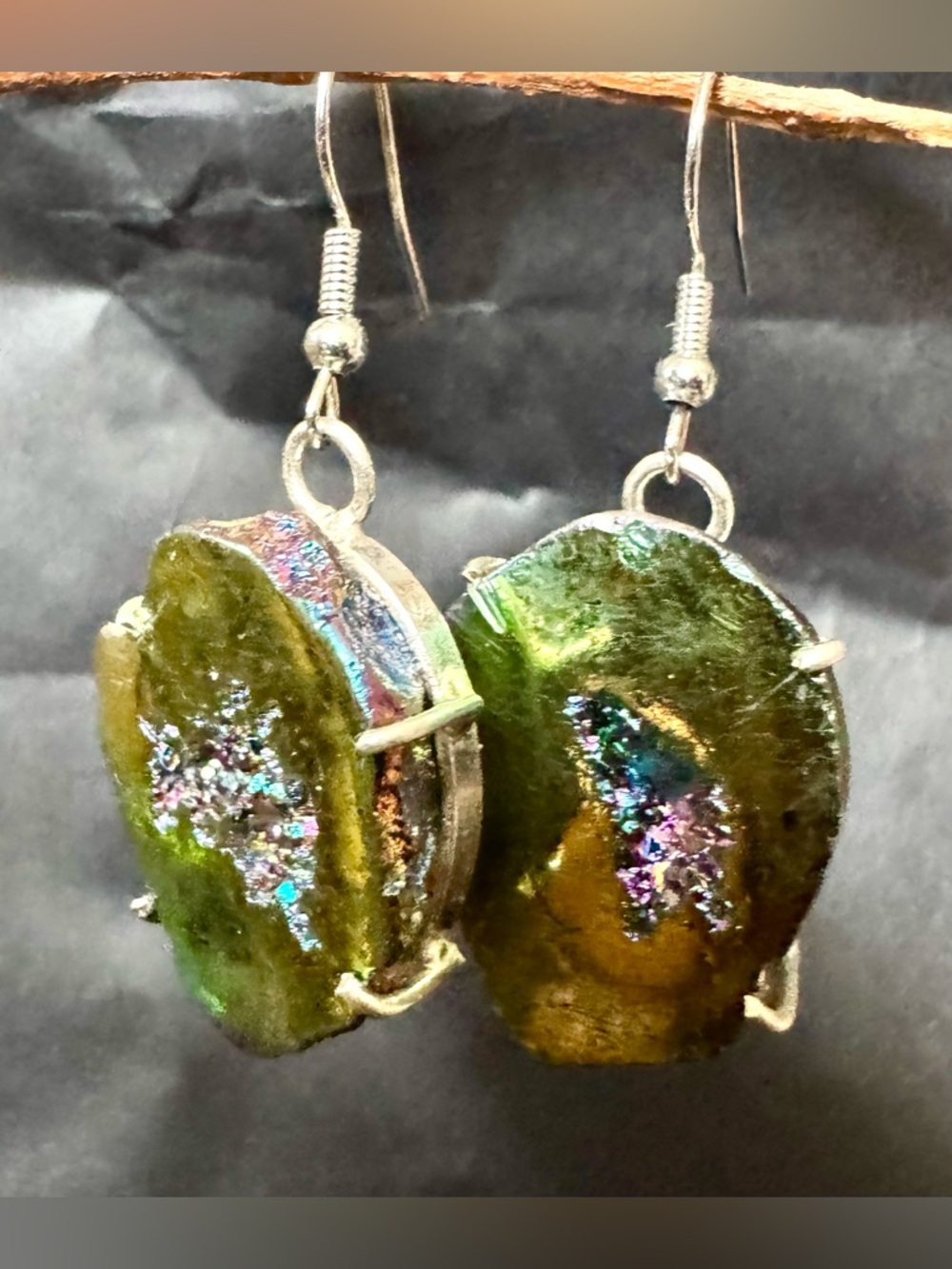 Sterling Druzy Dangle Earrings
